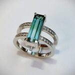 Bicolor Turmailn gyűrű gyémántokkal