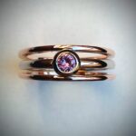 Rozé-fehér arany gyűrű pink Zafírral